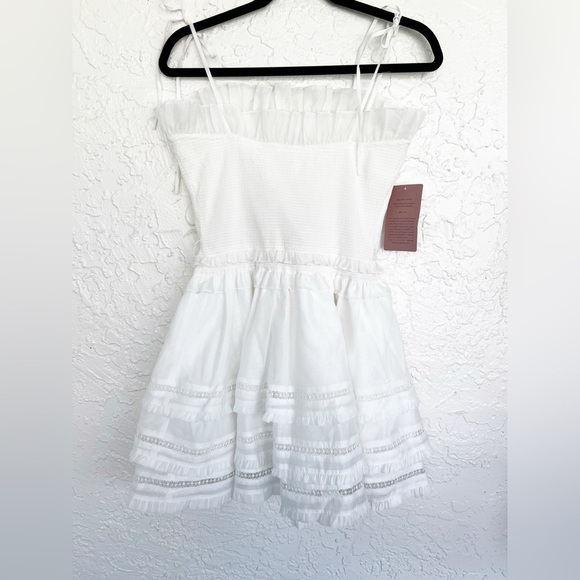 V. CHAPMAN Freesia Dress White Ruffle Tiered Mini Wedding Cocktail Womens 8 - Picture 7 of 10